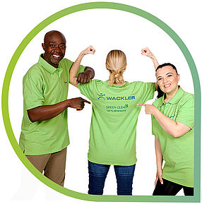 GreenClean Powerteam in nachhaltiger Arbeitskleidung