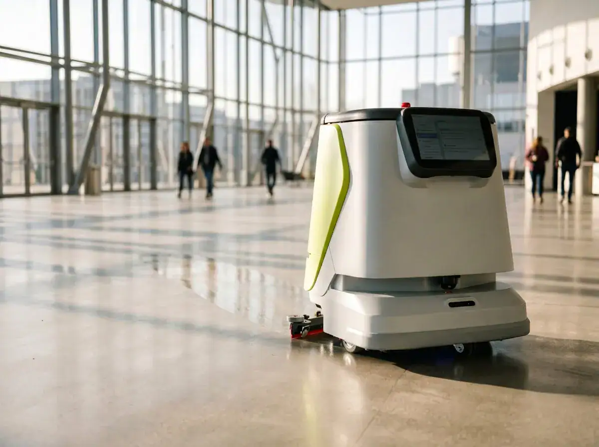 Automatischer Reinigungsroboter in einem modernen Gebäude.