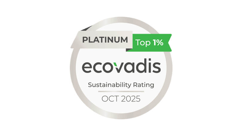 EcoVadis Platin-Siegel für nachhaltige Unternehmensführung.
