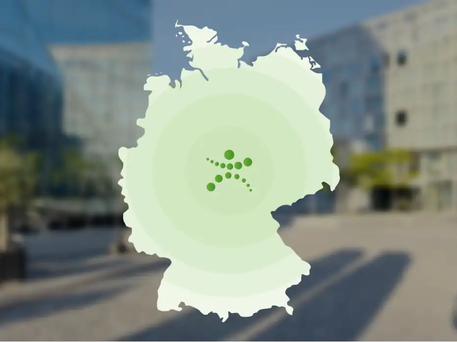 Karte von Deutschland mit Fokus auf Gebäudereinigung und Facility Management.