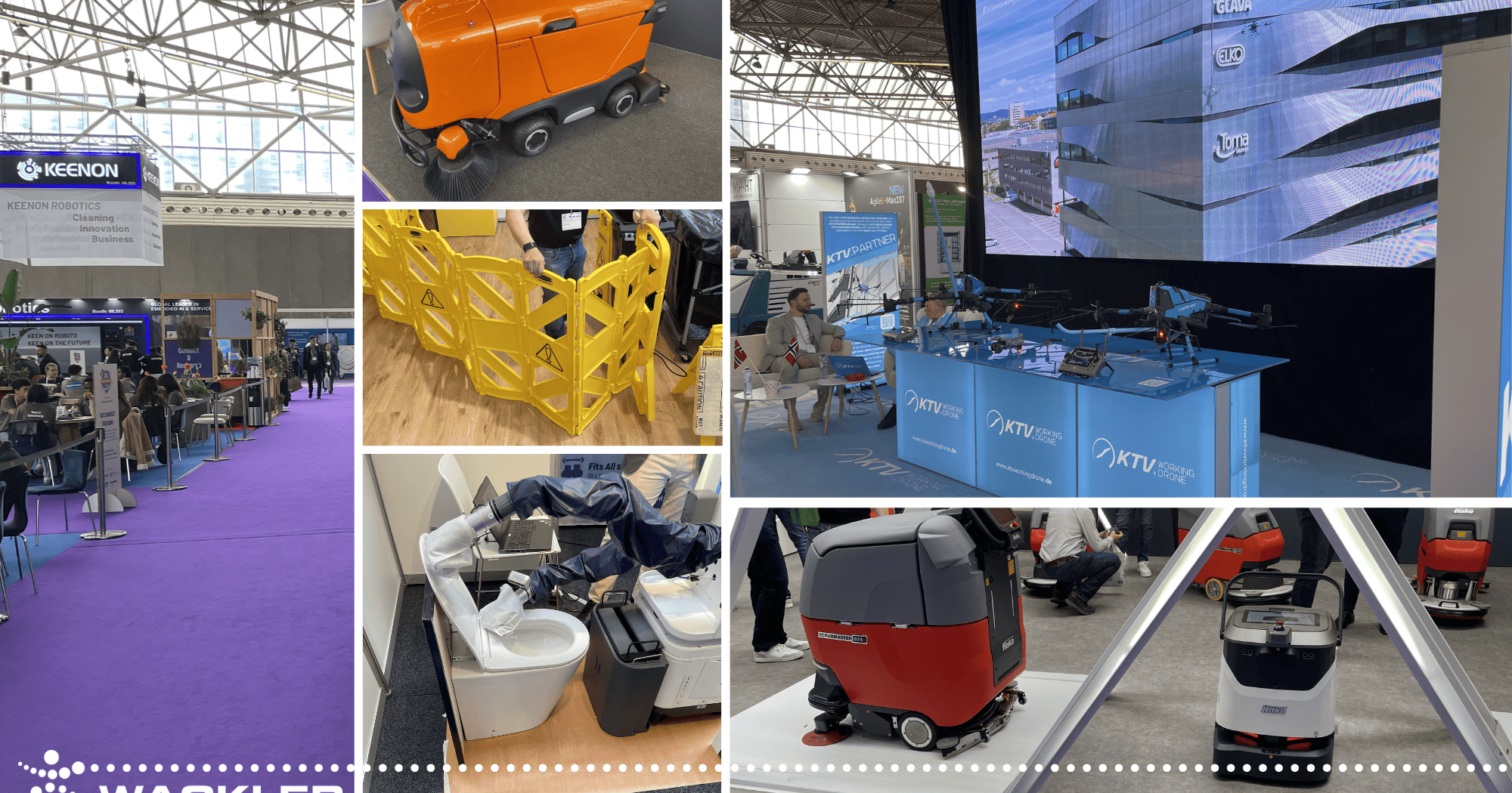 Bilder von Reinigungsrobotern, Messe und Gebäudereinigungstechnologien bei Interclean 2026.